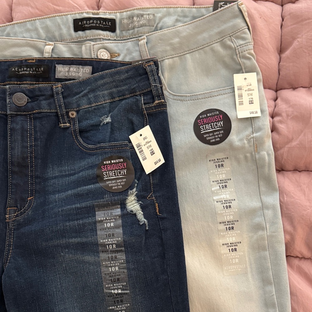 Aeropostale High-Waisted Jeggings in Dark Indigo and Light Wash